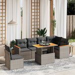 vidaXL Salon de jardin avec coussins 7 Pièces gris résine tressée