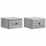vidaXL Cabinet de chevet mural 2 Pièces Sonoma gris 34 5 x 33 x 20 cm