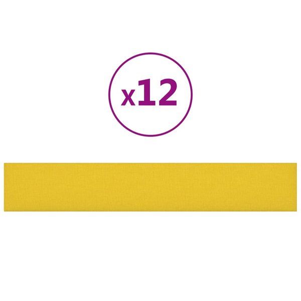 vidaXL Panneaux muraux 12 Pièces Jaune clair 90x15 cm Tissu 1 62 m²