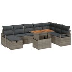 vidaXL Ensemble de Canapés de Jardin de 9 Pièces avec Coussins en Rattan Poly Gris