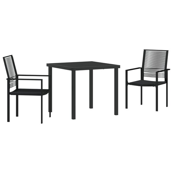 vidaXL Ensemble de jardin de 3 pièces en rotin noir
