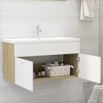 vidaXL Armoire d'évier et lavabo intégré Blanc/chêne sonoma Aggloméré