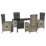 vidaXL Set de salle à manger de jardin 5 pièces avec coussins Gris Poly rotin
