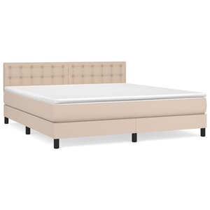vidaXL Sommier à lattes de lit avec matelas Cappuccino 160x200 cm