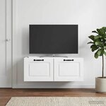 vidaXL Meuble TV mural Blanc 78 5 x 41 x 30 cm Bois d'ingénierie