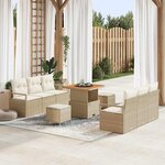 vidaXL Ensemble de canapé de jardin 9 Pièces Beige Poly rotin