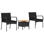 vidaXL Ensemble de jardin Noir polyrotin