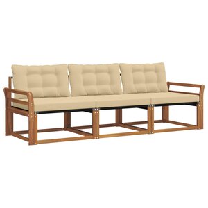 vidaXL Ensemble de canapés d'extérieur 3 pc Naturel et Beige