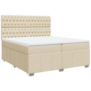 vidaXL Sommier à lattes de lit avec matelas Crème 200x200 cm Tissu