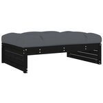 vidaXL Salon de jardin 4 Pièces avec coussins noir bois massif