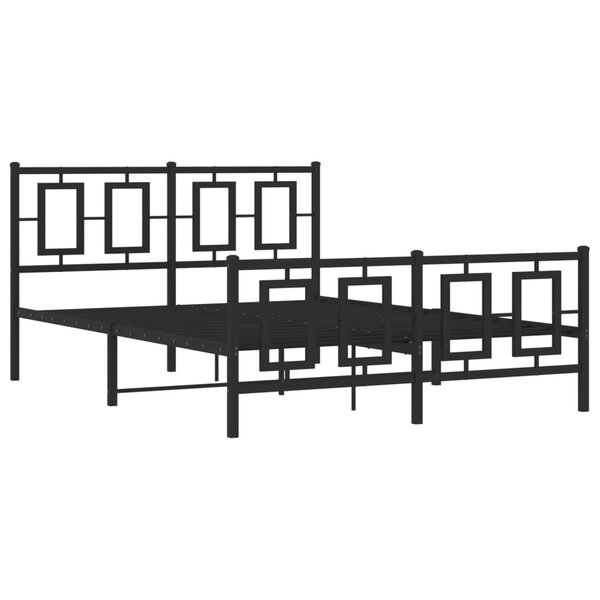 vidaXL Cadre de lit métal avec tête de lit/pied de lit noir 140x190 cm