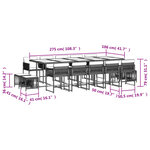 vidaXL Ensemble à manger de jardin avec coussins 15 Pièces marron rotin