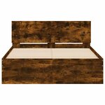 vidaXL Cadre de lit avec tête de lit et LED chêne fumé 140x190 cm