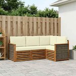 vidaXL Ensembles de canapés avec coussin 4 Pièces Bois d'Acacia Massif