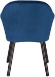 Fauteuil lounge chaise de salle à manger velours et bois bleu 19_0000193