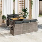 vidaXL Salon de jardin 6 Pièces avec coussins gris résine tressée