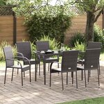 vidaXL Chaises empilables d'extérieur lot de 6 Résine tressée Marron