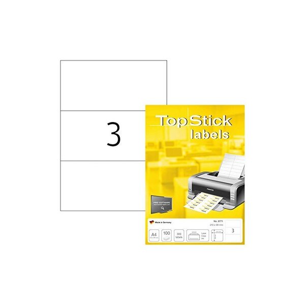 Top stick etiquette universelle, 210 x 99 mm, blanc