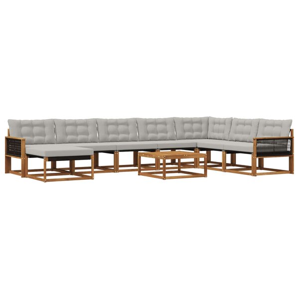vidaXL Ensemble de canapés d'extérieur 9 Pièces Naturel et gris clair