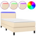 vidaXL Sommier à lattes de lit avec matelas LED Crème 80x200 cm Tissu