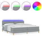 vidaXL Lit à ressorts et LED Gris clair 200x200 cm Tissu