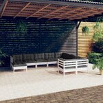 vidaXL Salon de jardin 10 Pièces avec coussins blanc bois de pin