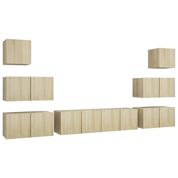 vidaXL Ensemble de meubles TV 8 Pièces Chêne sonoma Bois d'ingénierie
