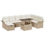 vidaXL Ensemble de canapé de jardin 9 Pièces Beige Poly rotin