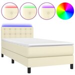 vidaXL Sommier à lattes de lit avec matelas et LED Crème 100x200 cm