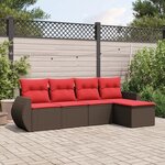 vidaXL Salon de jardin avec coussins 5 Pièces marron résine tressée