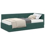 vidaXL Cadre de lit d'angle avec matelas 2 Pièces Vert Velours