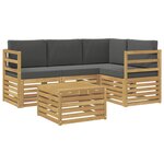 vidaXL Ensemble de canapés d'extérieur 5 Pièces Blanc et anthracite