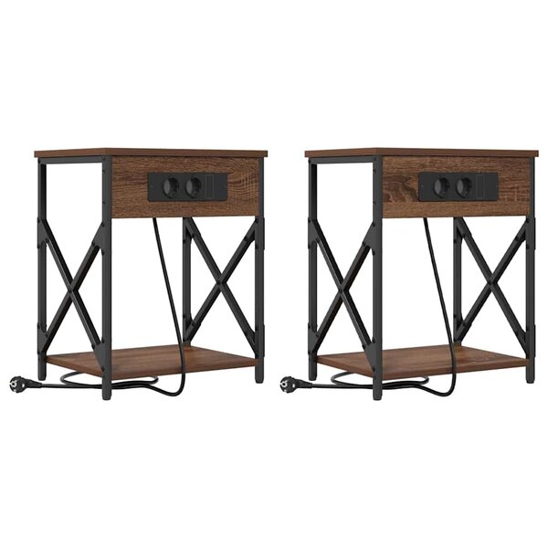 vidaXL Cabinet de chevet 2 Pièces Chêne marron 41 x 31 x 51 cm
