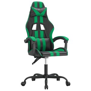 vidaXL Chaise de jeu pivotante Noir et vert Similicuir