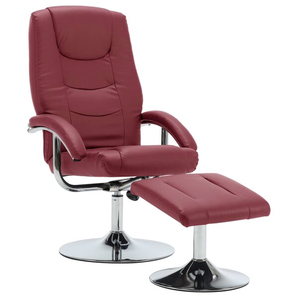 vidaXL Fauteuil inclinable avec repose-pied Rouge bordeaux Similicuir