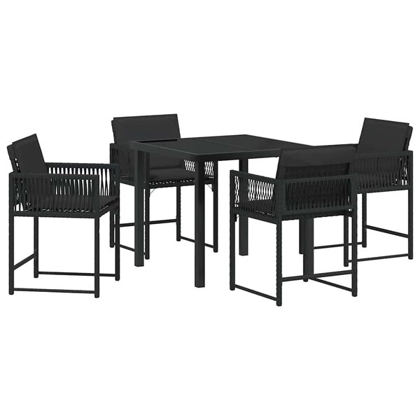 vidaXL Ensemble de salle à manger pour jardin 5 Pièces Noir polyrotin