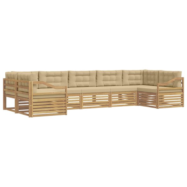 vidaXL Ensemble de canapés d'extérieur 7 pc Blanc et Beige Polyester