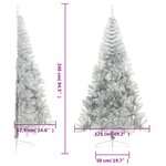 vidaXL Demi sapin de Noël artificiel avec support argenté 240 cm PET