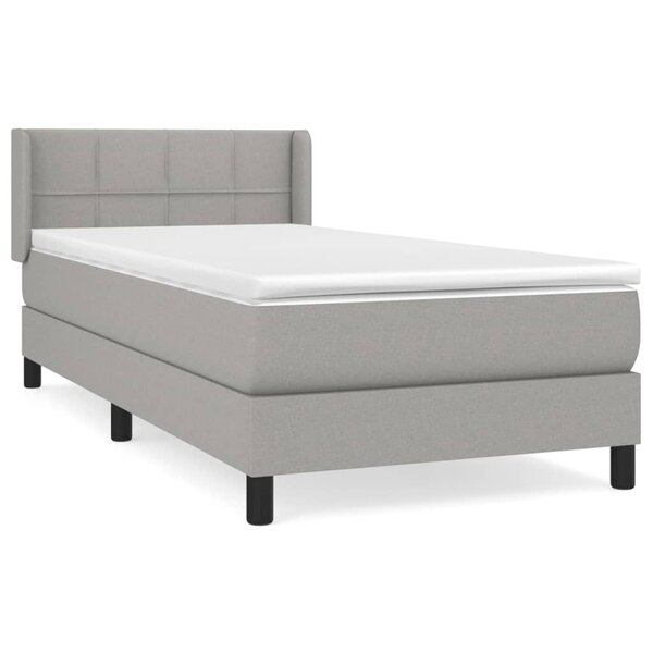 vidaXL Sommier à lattes de lit avec matelas Gris clair 90x200 cm Tissu