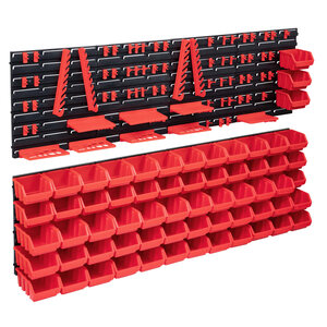 vidaXL Kit de bacs de stockage et panneaux muraux 141Pièces rouge et noir