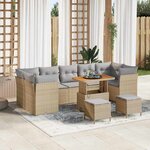 vidaXL Ensemble de canapé de jardin 10 Pièces Beige polyrotin