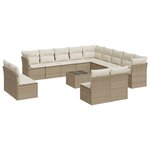 vidaXL Salon de jardin avec coussins 14 Pièces beige résine tressée