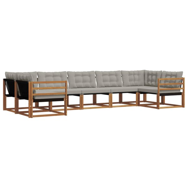vidaXL Ensemble de canapés d'extérieur 7 pc Gris Naturel et Clair