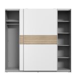 ATOS Armoire - Blanc et Décor chene - 2 portes coulissantes - L 220,1 x P 61,2 x H 209,7 cm
