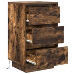 vidaXL Table de chevet avec lumières LED chêne fumé 38x34x65 cm