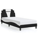 vidaXL Cadre de lit Viana sans matelas noir et blanc 90x200 cm similicuir