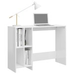 vidaXL Bureau d'ordinateur portable blanc brillant bois d'ingénierie