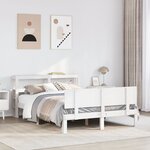 vidaXL Cadre de lit avec tête de lit sans matelas blanc 160x200 cm