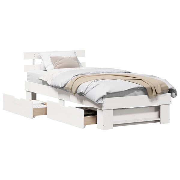 vidaXL Cadre de lit avec tête de lit Blanc 90 x 190 cm Pin massif