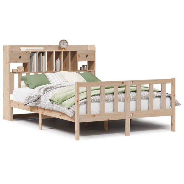 vidaXL Lit bibliothèque sans matelas 140x200 cm bois massif de pin